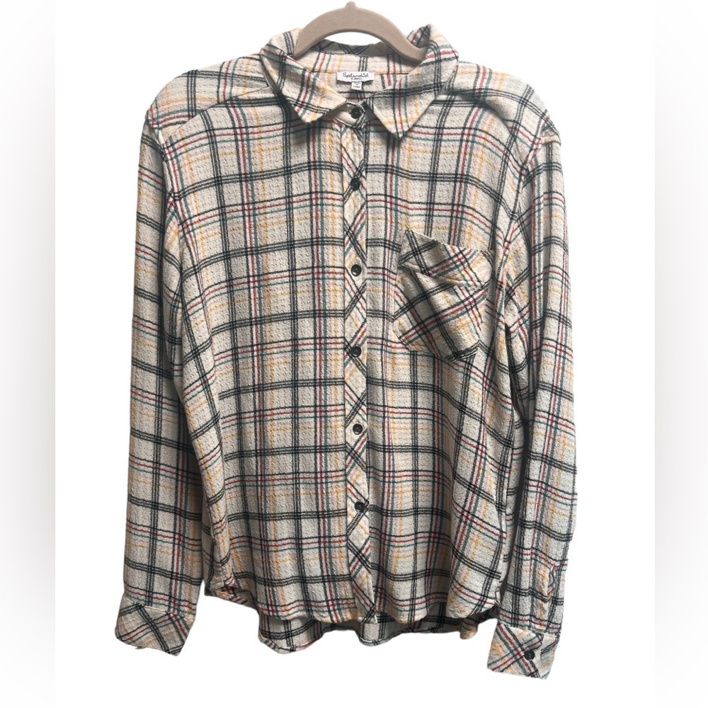 SPLENDID Womens Driftwood Plaid Checkered Button Up Flannel Size XS